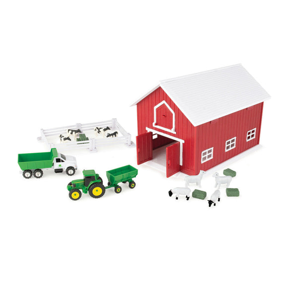 Tomy John Deere 1:64 Scale 24 Piece Farm Playset with On-the-Go Barn