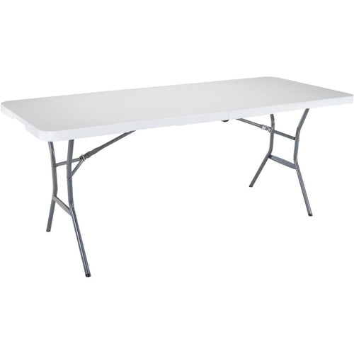 Lifetime 6 Ft. x 30 In. White Granite Light Commercial Fold-In-Half Table