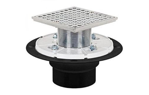 Soux Chief Shower Pan Drains Grid-Pattern Head & Strainer (ABS Hub - 4-1/8'' Sqr Strainer - Chrome-Plated (821-2AQCP))