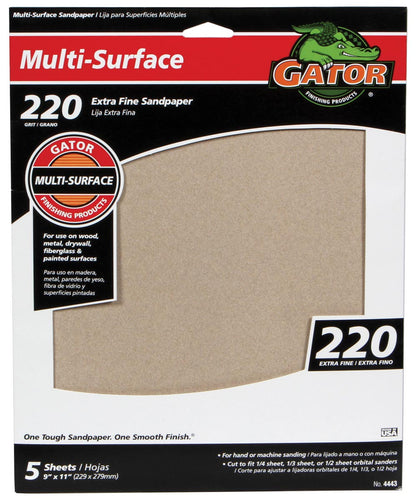 Gator's multi-purpose aluminum oxide sandpaper  220 Grit (9