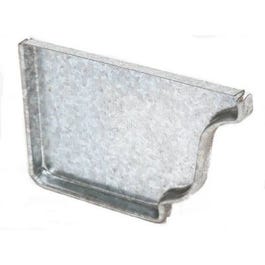 Left End Gutter Cap, Mill Finish Galvanized Steel, 5-In.