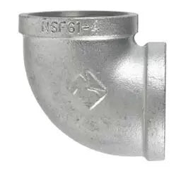 B & K Industries Galvanized 90° Elbow 150# Malleable Iron Threaded Fittings 3