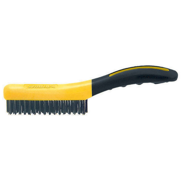 Allway 4 x 16 Soft Grip Carbon Steel Wire Brush- Shoe Handle, Labelled