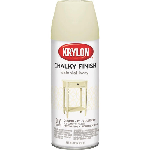 Krylon CHALKY FINISH 12 Oz. Ultra Matte Chalk Spray Paint, Colonial Ivory