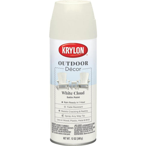 Krylon Outdoor Decor 12 Oz Satin Alkyd Spray Paint, White Cloud
