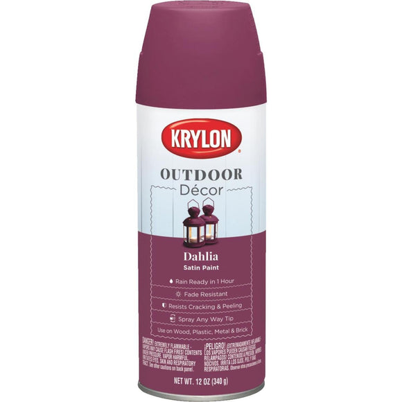 Krylon Outdoor Decor 12 Oz Satin Alkyd Spray Paint, Dahlia