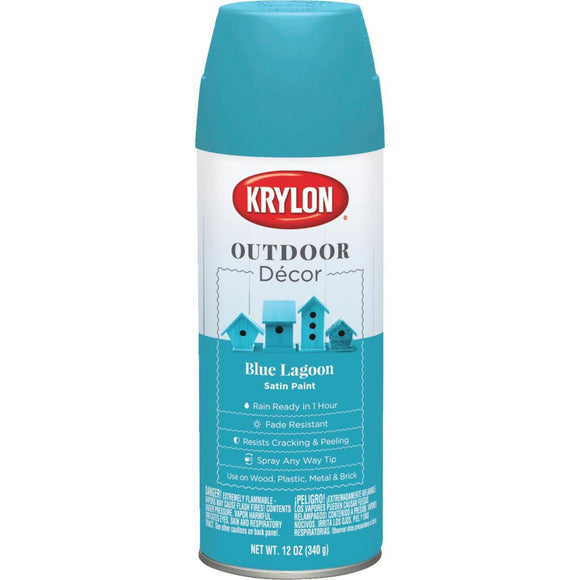 Krylon Outdoor Decor 12 Oz Satin Alkyd Spray Paint, Blue Lagoon