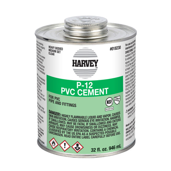 Harvey 32 oz. P-12 PVC Heavy Body Clear Cement (32 oz.)